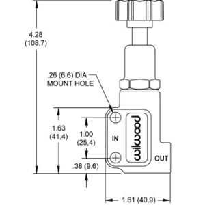 Wilwood Brake Proportioning Valve, Adjustable, 1000 PSI Max Pressure, 10 Millimeter X 1 Bubble Flare Inlet and Outlet, Clear Anodized – 260-12627