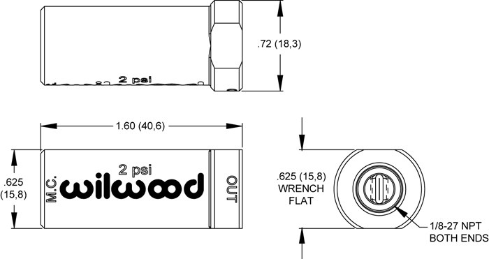 Wilwood Brake Residual Pressure Valve, 10 Pound Pressure, Anodized, Red, Aluminum, With 1/8-27 Inch NPT Inlet and Outlet – 260-13707