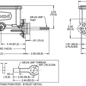 Wilwood Brake Master Cylinder, Compact Tandem, Integral Reservoir, 15/16 Inch Bore Size, Two 1/2-20 Inch Outlet Ports, Electro-Coated – 260-15521-BK