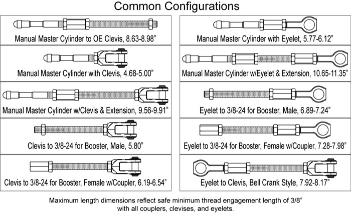 Wilwood Brake Master Cylinder Push Rod, Steel, Adjustable Length Pushrod/ Union/ Clevis/ Eyelet/ Retainer – 330-13914