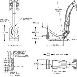 Wilwood Brake Pedal, Floor Mount Single Pedal, Use with Clutch Master Cylinder, Aluminum – 340-13833