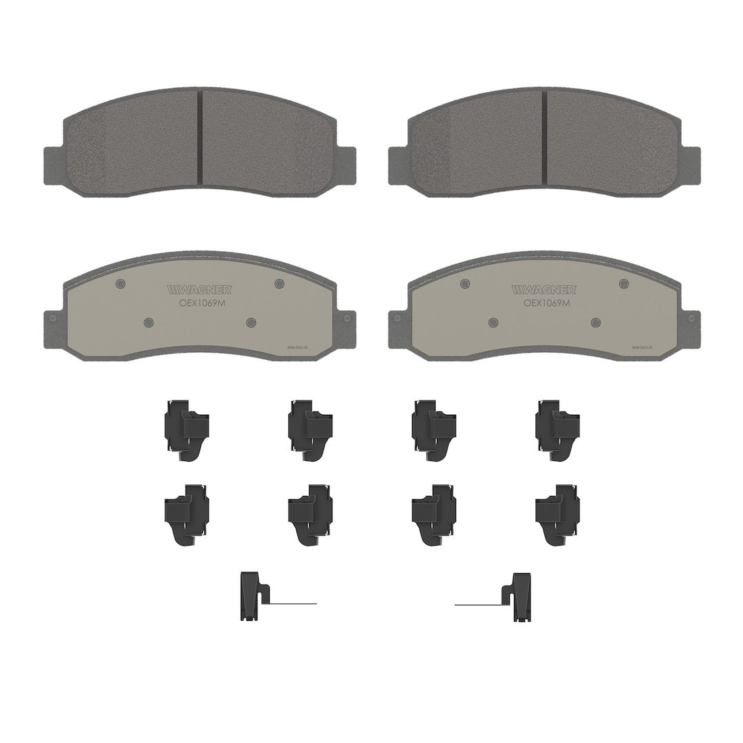 Wagner Brake Brake Pad, Oex, Fmsi Number D1069-7974, Semi-Metallic, Set of 4, With Mounting Hardware – OEX1069M