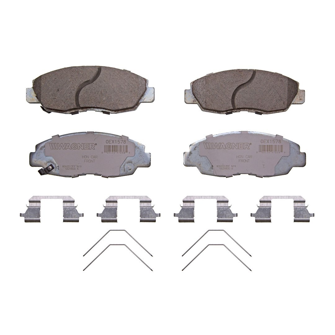Wagner Brake Brake Pad, Oex, Fmsi Number D1578-8791, Ceramic, Set of 4, With Pad Shims/ Abutment Clips/ Pad Wear Sensor/ Mounting Hardware – OEX1578