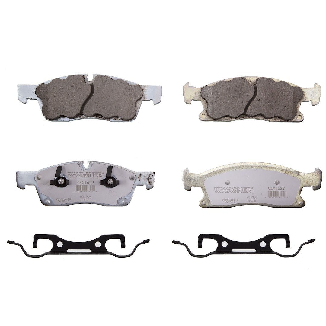 Wagner Brake Brake Pad, Oex, Fmsi Number D1629-8655, Ceramic, Set of 4, With Pad Shims/ Abutment Clips/ Mounting Hardware – OEX1629