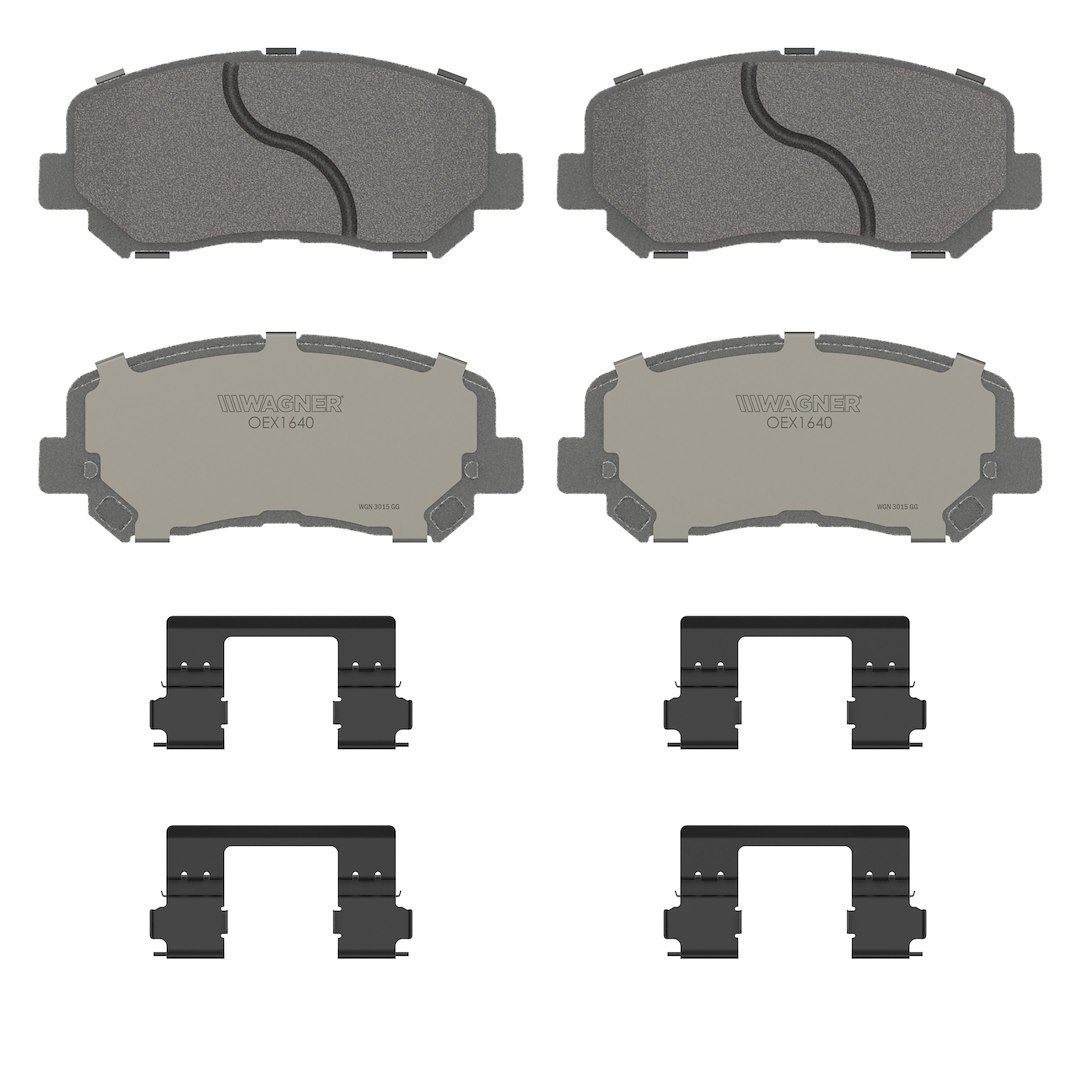 Wagner Brake Brake Pad, Oex, Fmsi Number D1640-8867, Ceramic, Set of 4, With Pad Shims/ Abutment Clips/ Pad Wear Sensor/ Mounting Hardware – OEX1640