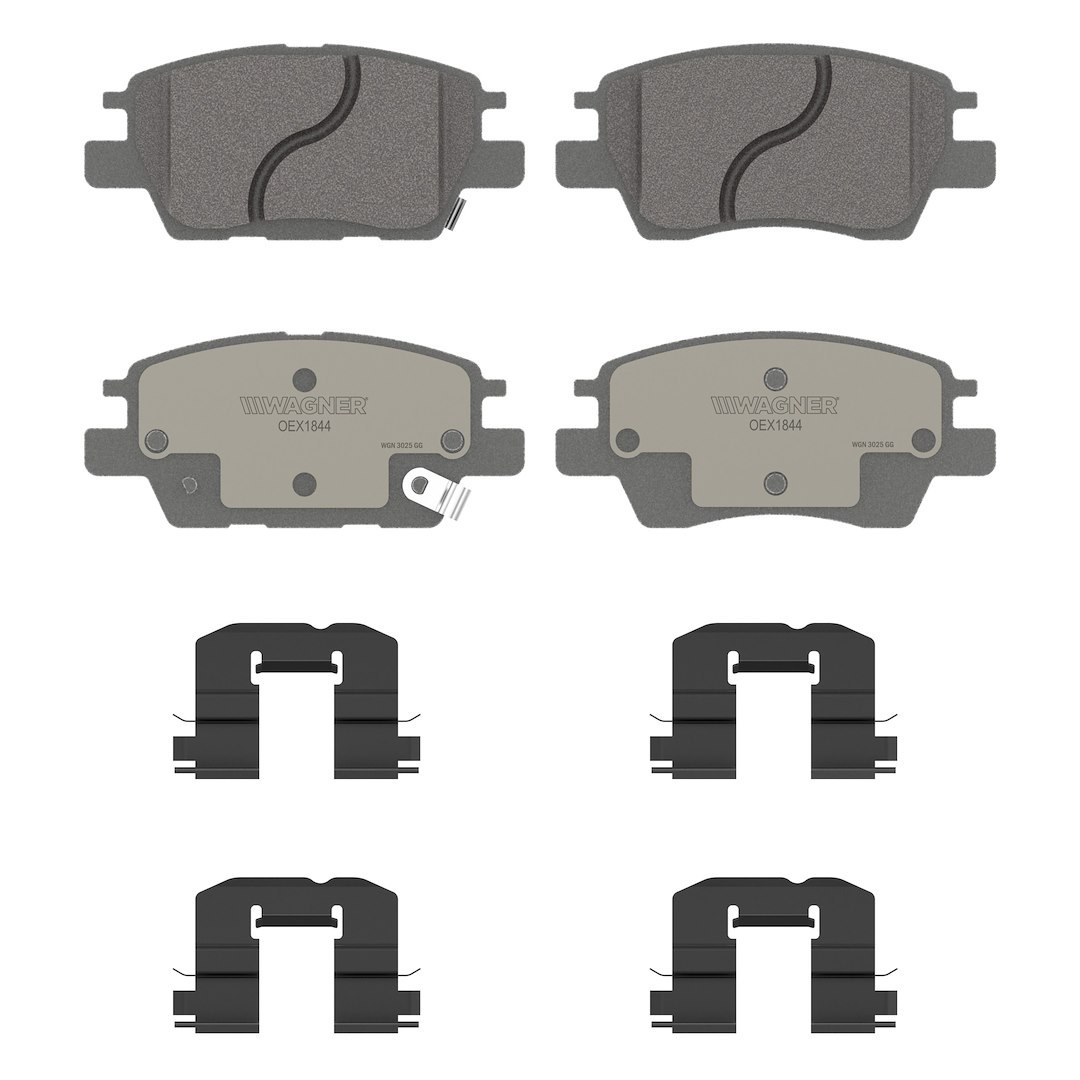 Wagner Brake Brake Pad, Oex, Fmsi Number D1844-9072, Ceramic, Set of 4, With Mounting Hardware – OEX1844