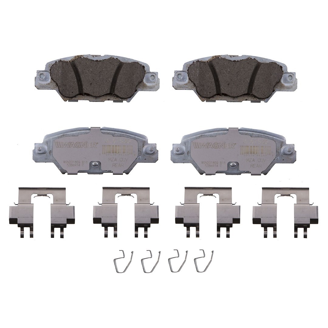 Wagner Brake Brake Pad, Oex, Fmsi Number D1846-9073, Ceramic, Set of 4, With Pad Wear Sensor/ Pad Shims/ Abutment Clips/ Mounting Hardware – OEX1846