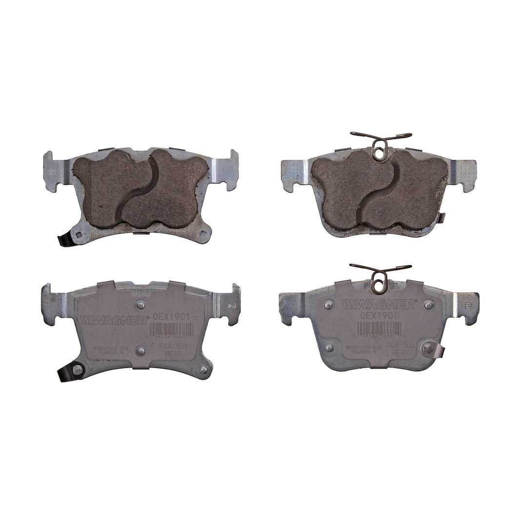 Wagner Brake Brake Pad, Oex, Fmsi Number D1901-9128, Ceramic, Set of 4, With Pad Wear Sensor/ Pad Shims/ Mounting Hardware – OEX1901