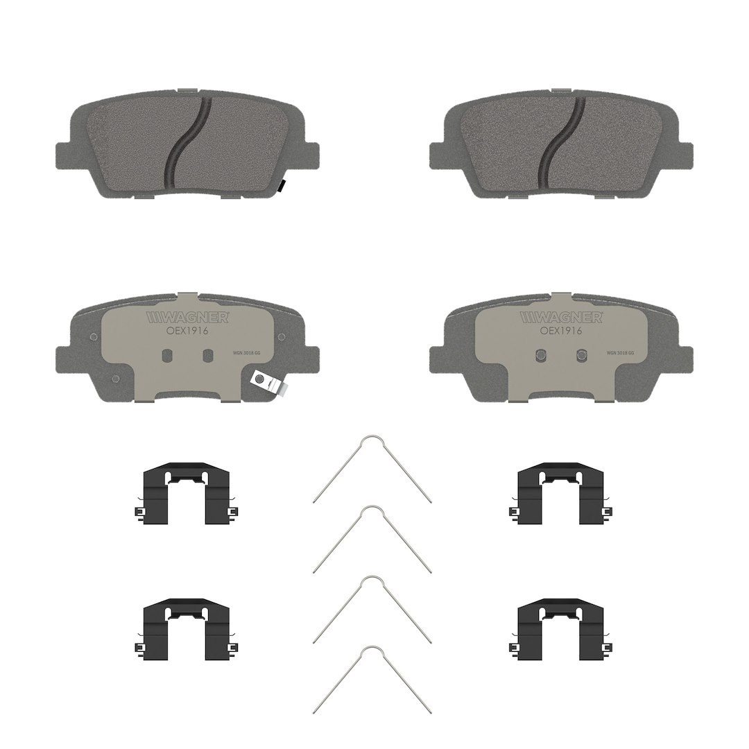 Wagner Brake Brake Pad, Oex, Fmsi Number D1916-8575, Ceramic, Set of 4, With Mounting Hardware – OEX1916