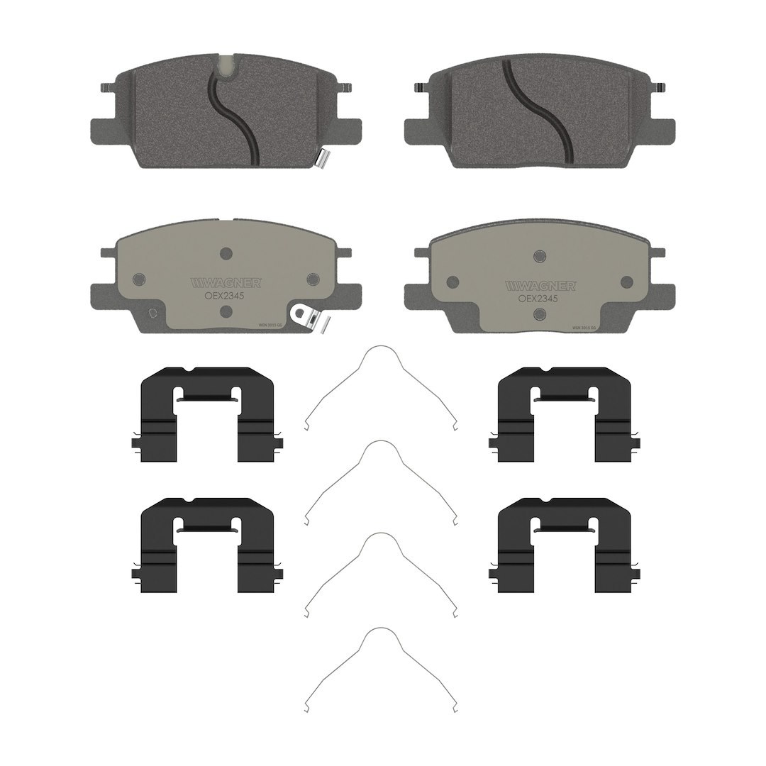 Wagner Brake Brake Pad, Oex, Fmsi Number D2345-9592, Ceramic, Set of 4, With Mounting Hardware – OEX2345