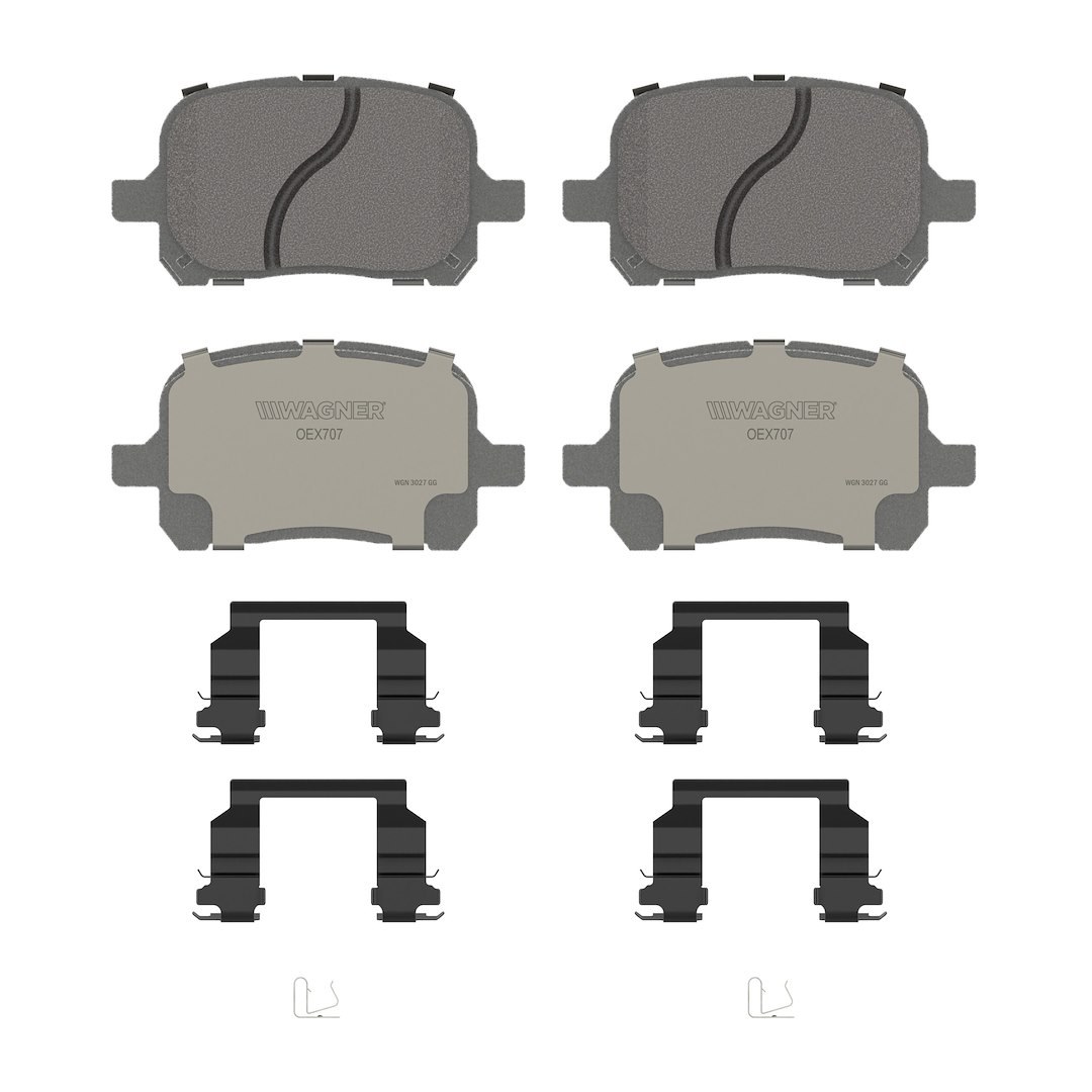 Wagner Brake Brake Pad, Oex, Fmsi Number D707-7581, Ceramic, Set of 4, With Mounting Hardware – OEX707