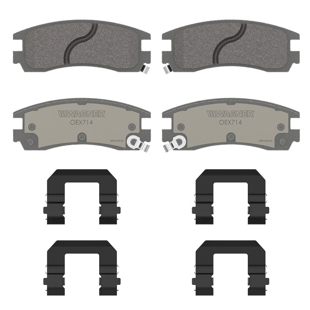 Wagner Brake Brake Pad, Oex, Fmsi Number D714-7387, Ceramic, Set of 4, With Mounting Hardware – OEX714