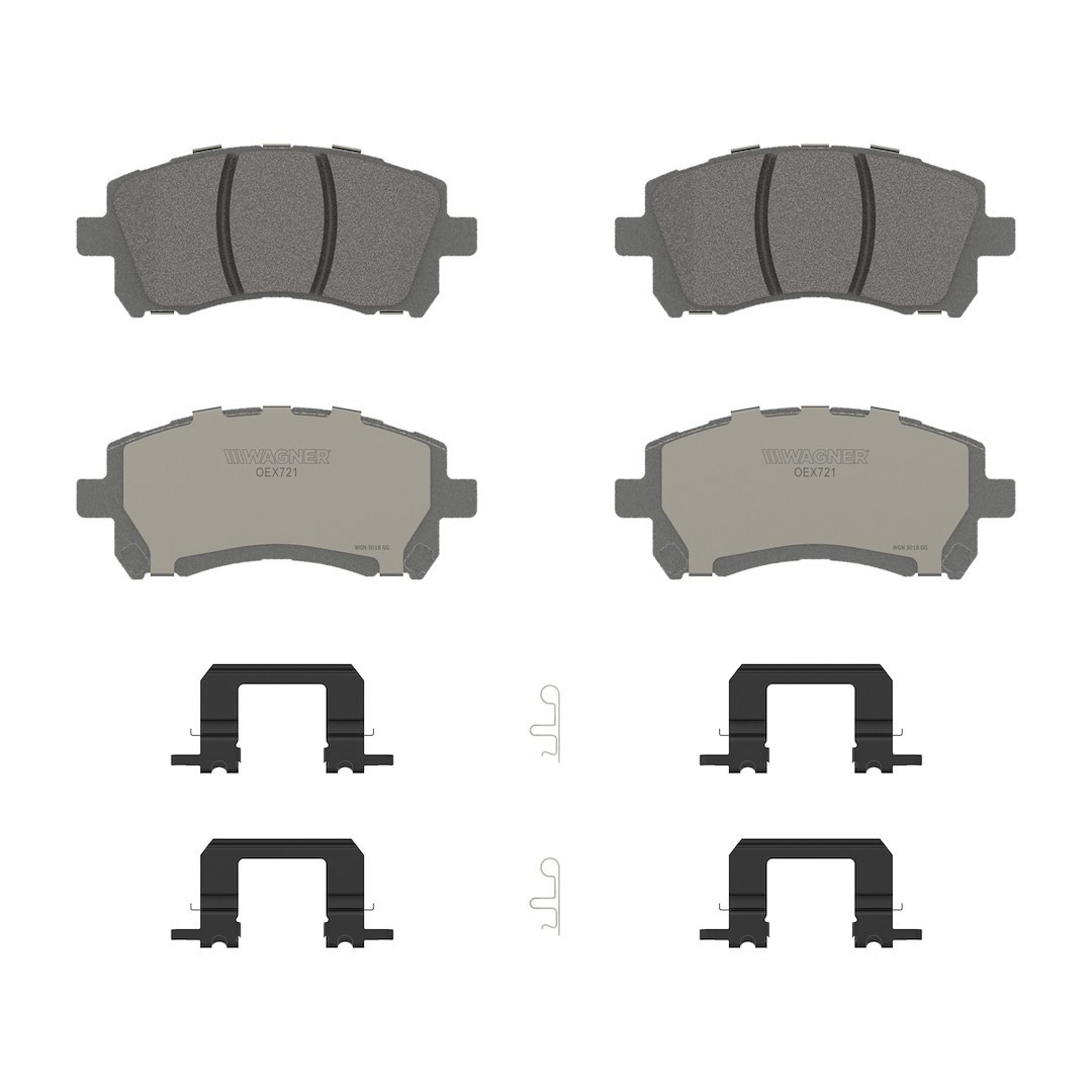 Wagner Brake Brake Pad, Oex, Fmsi Number D721-7589, Ceramic, Set of 4, With Mounting Hardware – OEX721