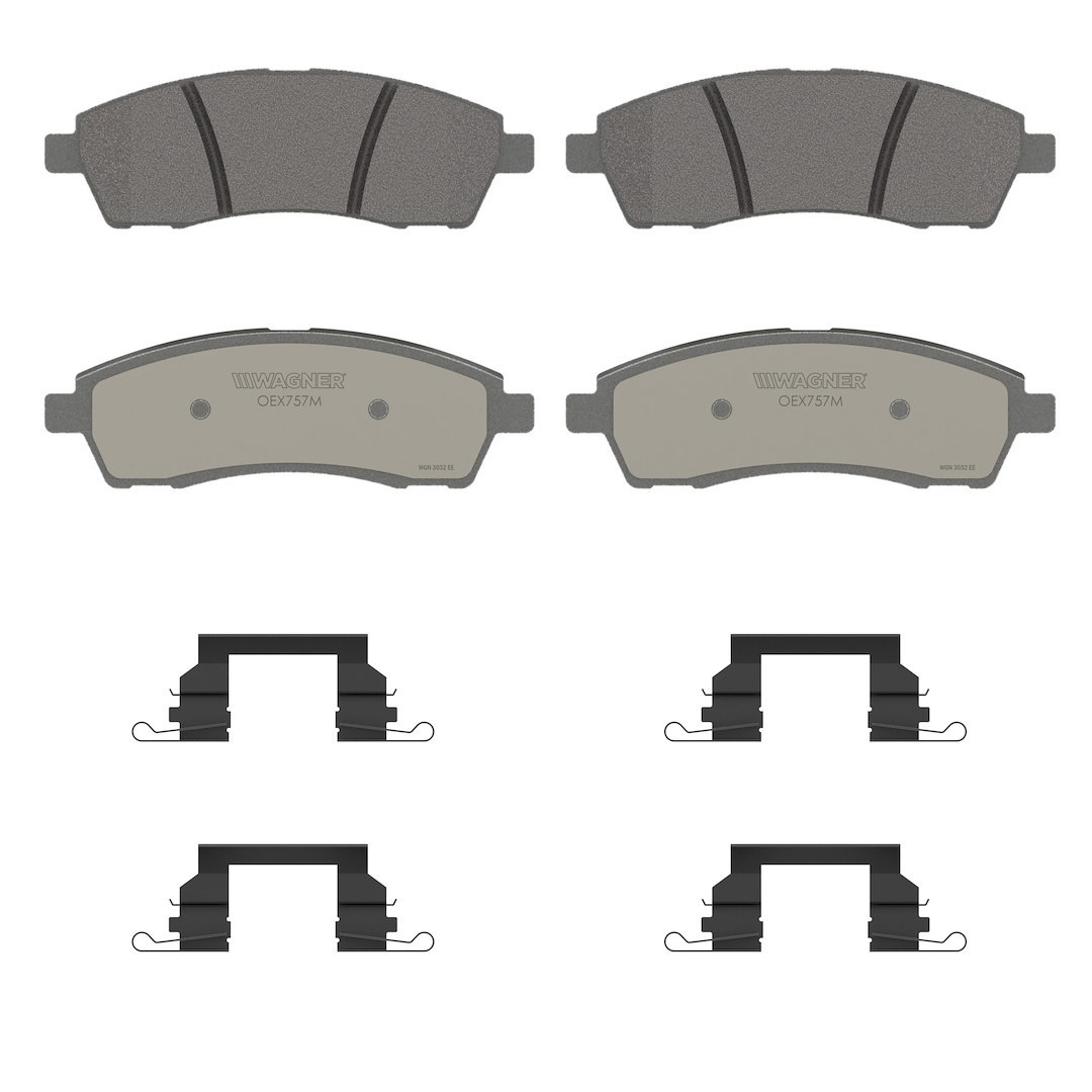 Wagner Brake Brake Pad, Oex, Fmsi Number D757-7626, Semi-Metallic, Set of 4, With Mounting Hardware – OEX757M