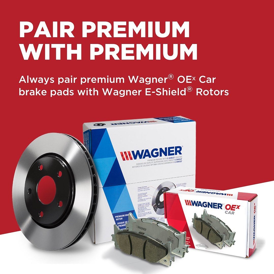 Wagner Brake Brake Pad, Oex, Fmsi Number D768-7709, Ceramic, Set of 4, With Pad Shims/ Abutment Clips/ Pad Wear Sensor/ Mounting Hardware – OEX768A