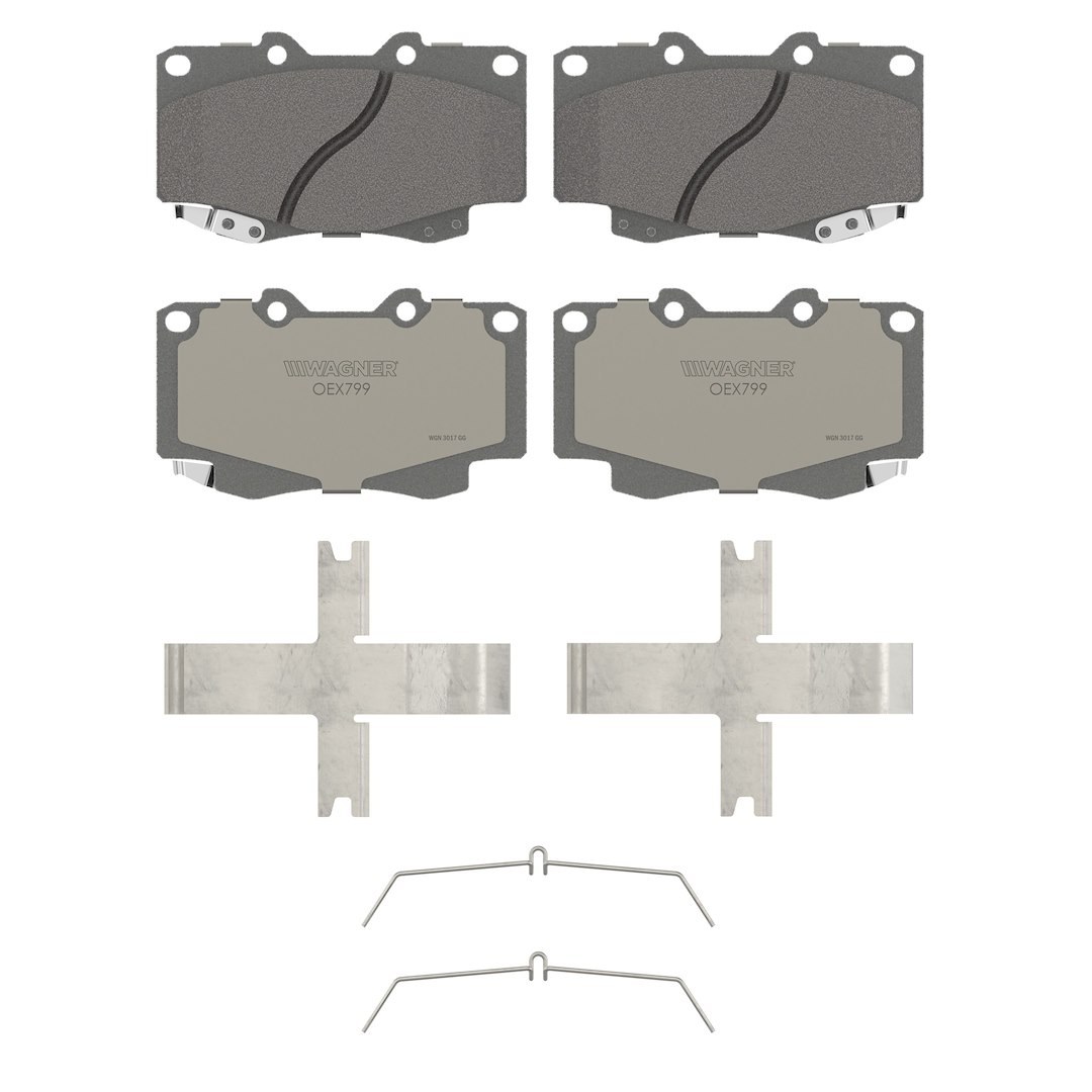 Wagner Brake Brake Pad, Oex, Fmsi Number D799-7671, Ceramic, Set of 4, With Mounting Hardware – OEX799