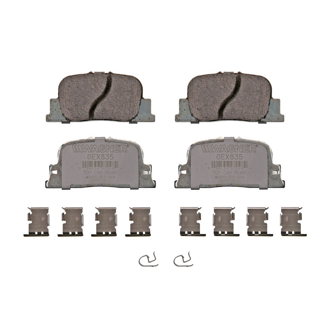 Wagner Brake Brake Pad, Oex, Fmsi Number D835-7708V, Ceramic, Set of 4, With Pad Shims/ Abutment Clips/ Mounting Hardware – OEX835