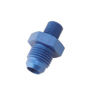 Walbro Adapter Fitting, 10 Millimeter X 1.0 to 6 AN Male, Anodized, Blue, Aluminum, Single – 128-3039
