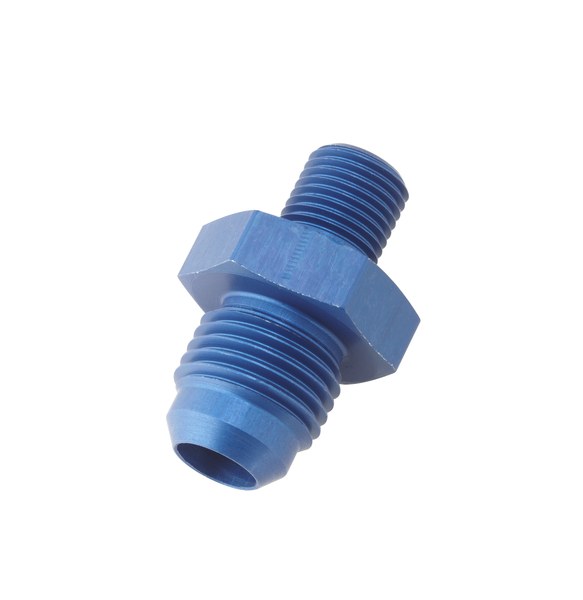 Walbro Adapter Fitting, 10 Millimeter X 1.0 to 6 AN Male, Anodized, Blue, Aluminum, Single – 128-3039