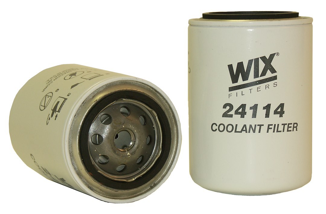 WIX Filters Coolant Filter, 5.424 Inch Height X 3.69 Outer Diameter Top, 30 Micron Element, With Gasket, For Use with Volvo VED12 Engines – 24114