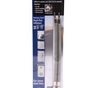 Wheelmaster Valve Stem Extension, Used with 16 Inch to 19-1/2 Inch Inner Dual Wheels, Two 13 Inch Straight, Stainless Steel, Hub Mount – 8002