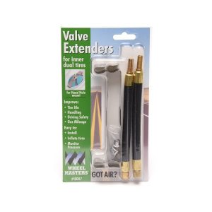 Wheelmaster Valve Stem Extension, Used with 16 Inch to 19-1/2 Inch Inner Dual Wheels, 7 Inch Straight, Ply Rubber, Hand Hole Mount, Set of 2 – 8007