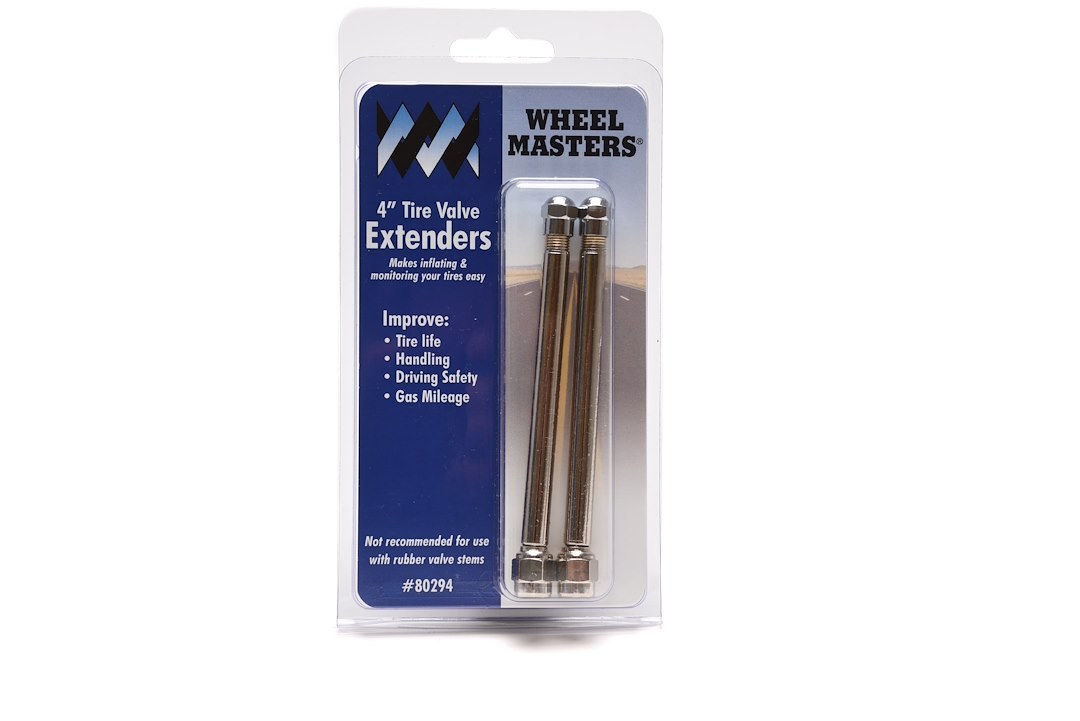 Wheelmaster Valve Stem Extension, 4 Inch Straight, With Valve Stem Cap, Set of 2 – 80294