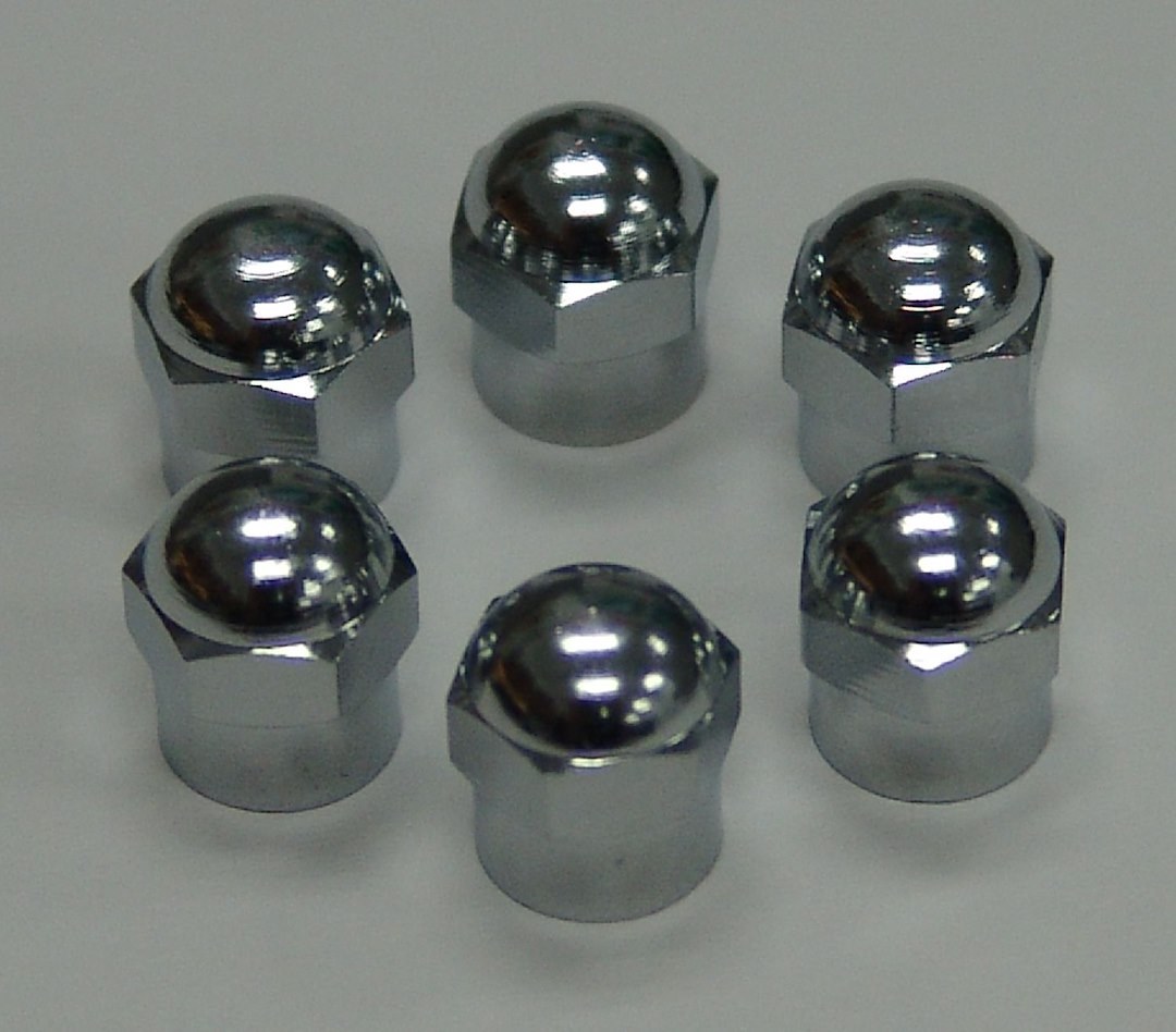 Wheelmaster Valve Stem Cap, Hex Cap, Stainless Steel, Set of 6 – 8030