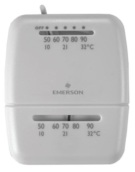 White Rodger Wall Thermostat, Single Stage, Heat Only, Non-Programmable, Small Mechanical, Mercury Free, 3-1/2 Inch X 2-1/2 Inch X 1-1/2 Inch – M30