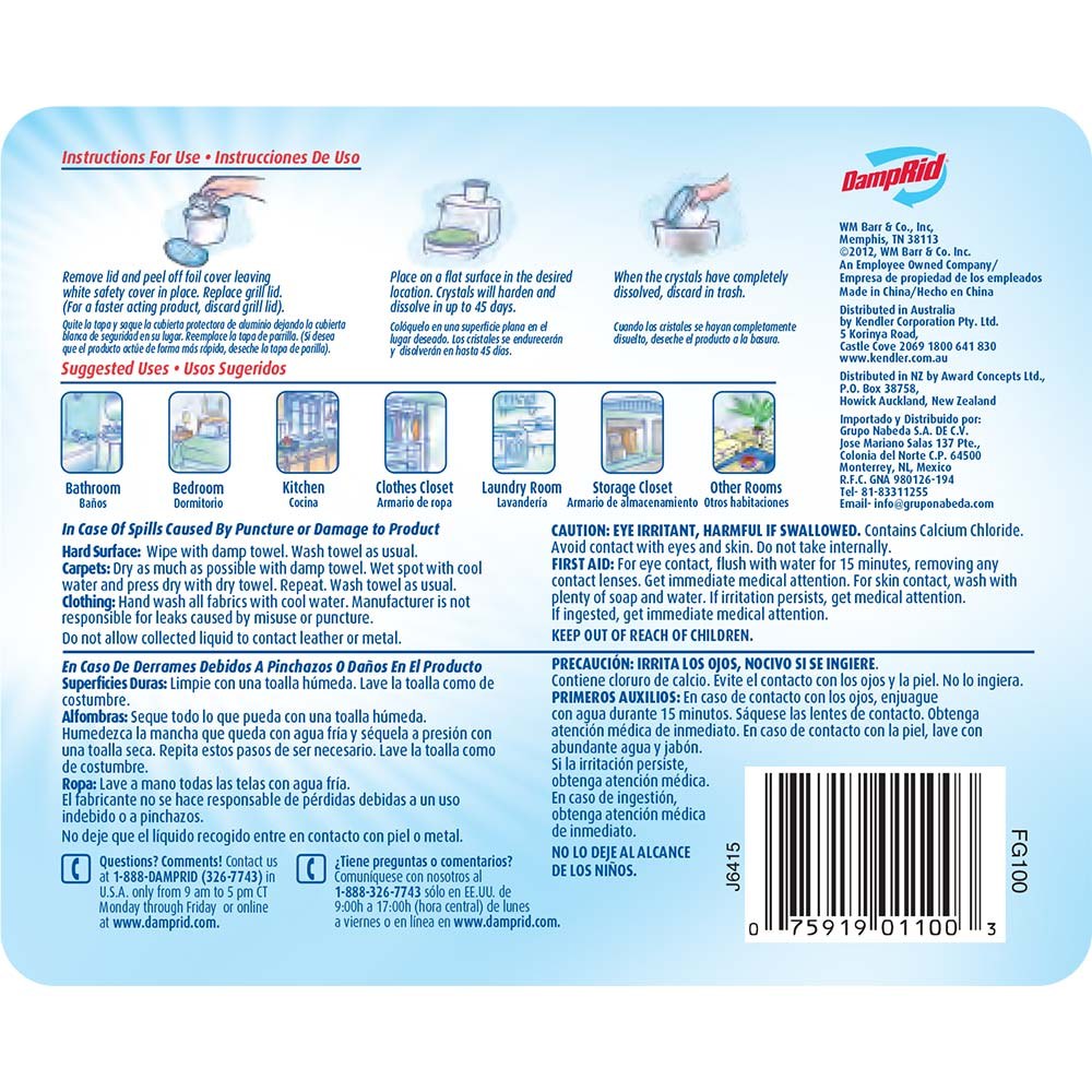 Wm Barr & Co Dehumidifier, Granules IN Tub, 10.5 Ounce, Not Refillable, Fragrance Free – FG100