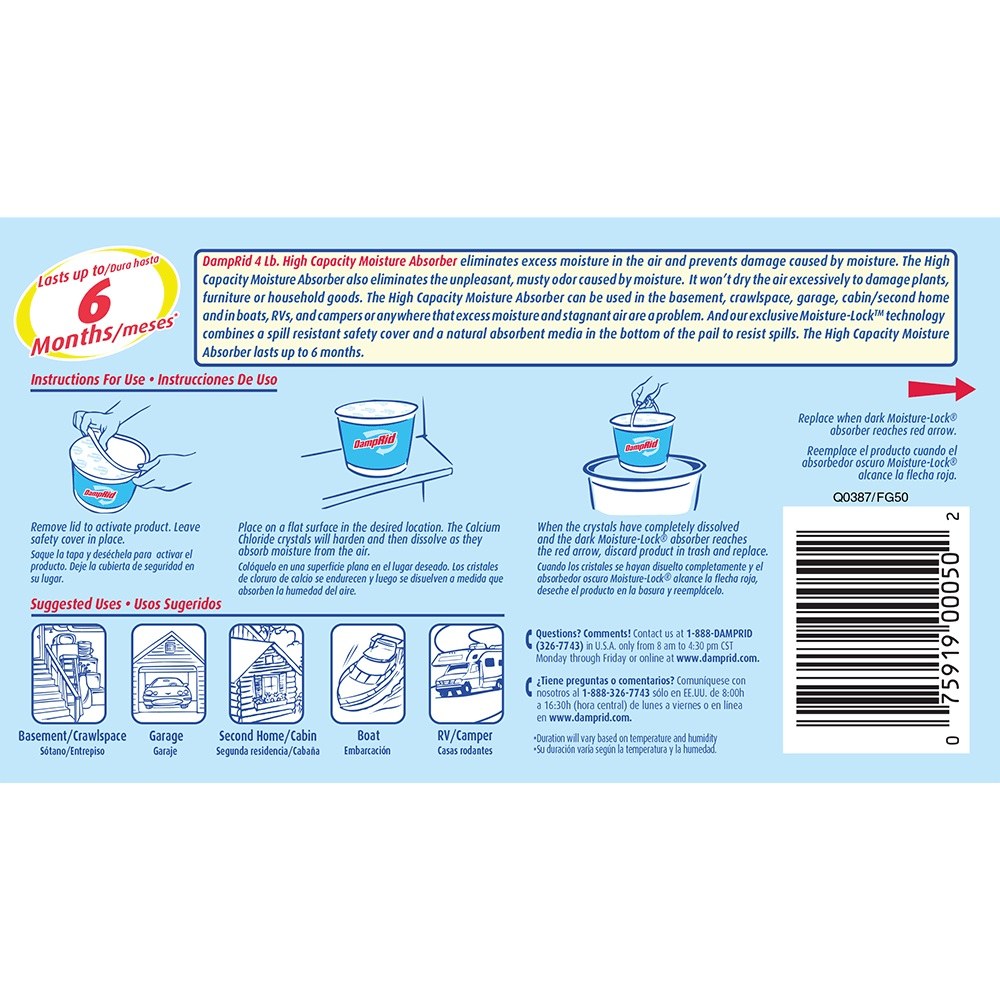 Wm Barr & Co Dehumidifier, Damprid, Granules IN Tub, 2 Pound, Not Refillable, Fragrance Free, Single – FG50FFESB