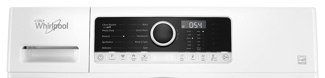 Whirlpool Clothes Washer, Front Load, 24 Inch Width X 33-1/4 Inch Height X 24 Inch Depth, White, Stainless Steel Drum, 10 Wash Cycle – WFW3090JW