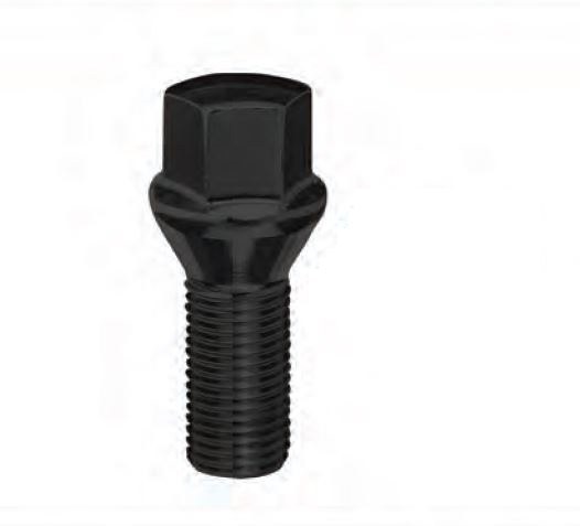 Wheel Craft Lug Bolt, 12 Millimeter X 1.25 Thread Size, 60 Degree Conical, 27 Millimeter Shank Length, 17 Millimeter Hex Size, Black – W2725DCBHB