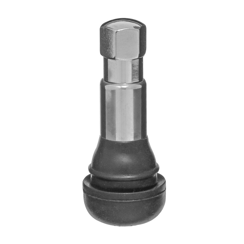 Wheel Craft Valve Stem, Snap IN Mount Non TPMS, Straight, 65 PSI Max, Rubber with Chrome Sleeve, Acorn with Hex Chrome Metal Cap, Set of 100 – W9902