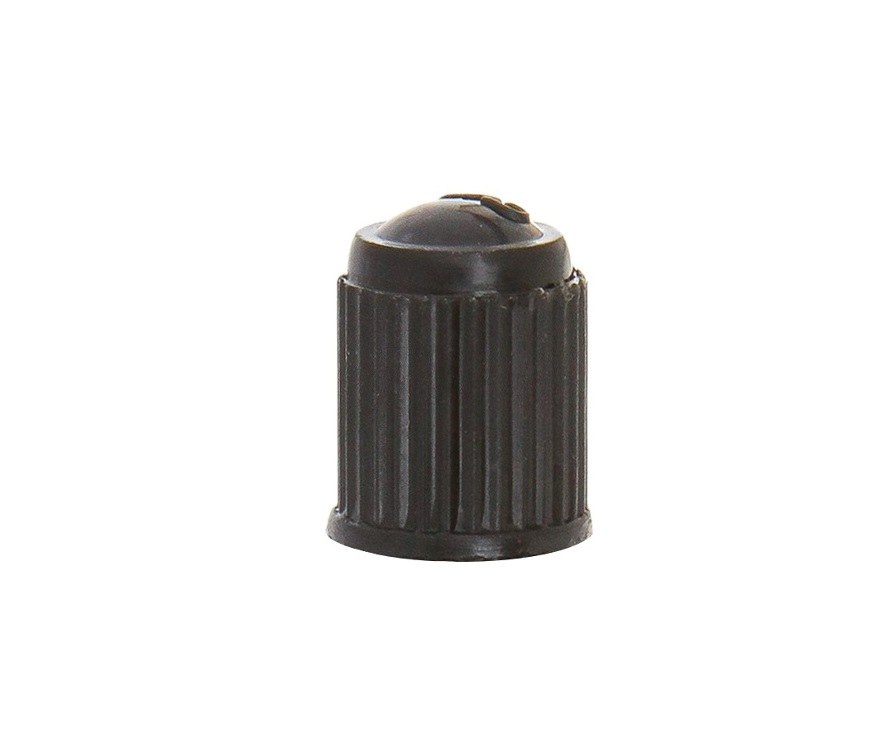 Wheel Craft Valve Stem Cap, Round Serrated, Black, Plastic, Set of 100 – W9902B