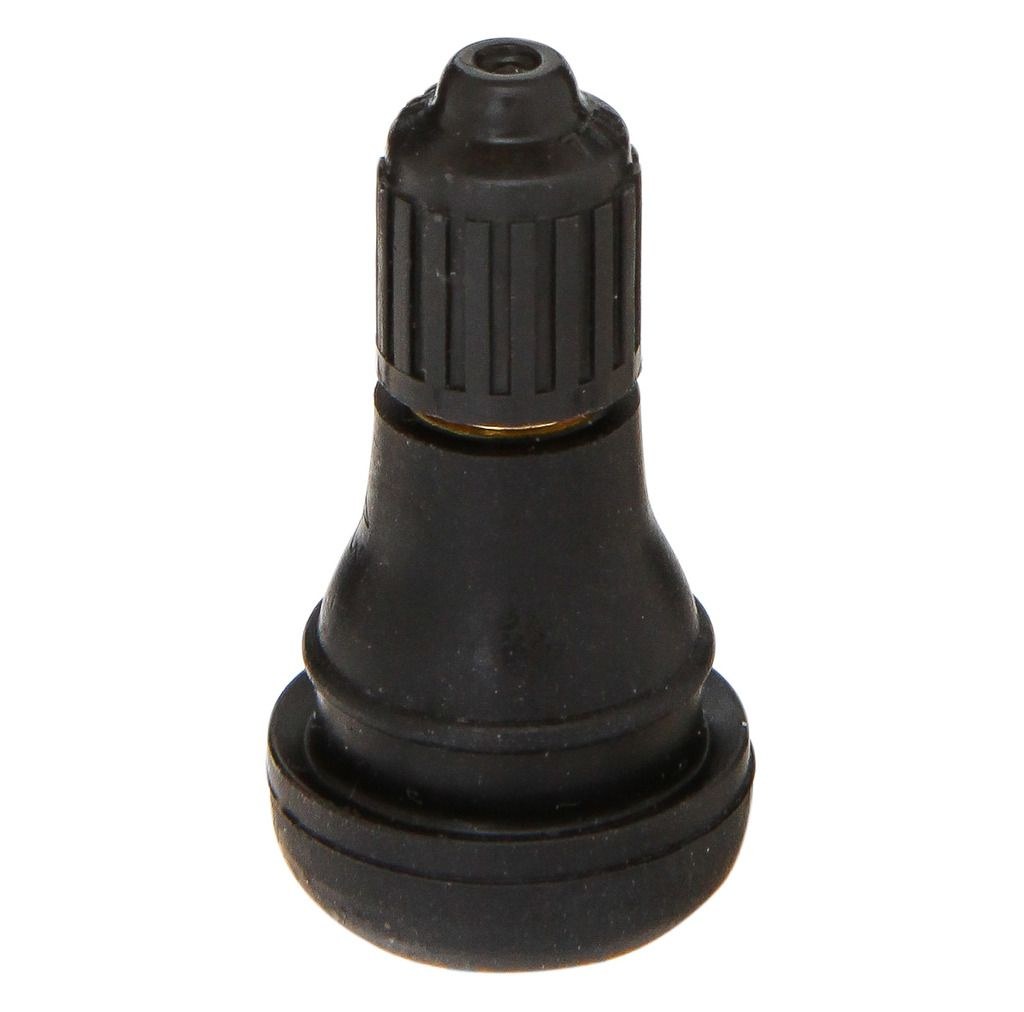 Wheel Craft Valve Stem, Snap IN Mount Non TPMS, Straight, 65 PSI Max, Black Rubber, Round Top Serrated Plastic Cap, Set of 100 – W9902SP