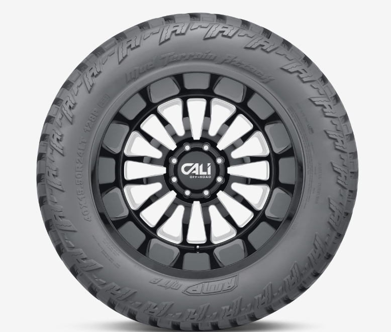 Wheel Group Tire, Terrain Attack M/T a, LT33 X 13.50R24, Mud Terrain Light Truck & SUV, Steel Belted, Radial, Black Sidewall – 33-135024AMP/CM2F