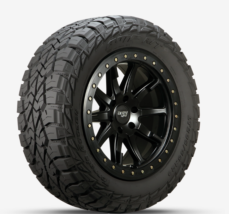 Wheel Group Tire, Terrain Attack R/T, LT35 X 12.50R20, All Terrain Light Truck & SUV, Steel Belted, Radial, Black Sidewall – 35-125020AMP/RTE