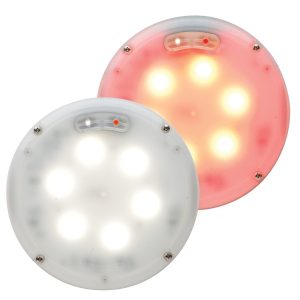 Whelen Interior Light – LED, 12 Diode Panel, 6 Inch Round Diameter, Red/White, 12 Volt DC, 6 Inch Pigtail Cable, Surface Mount, Single – 60CREGCS