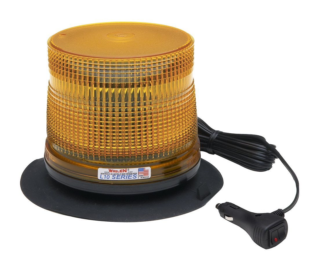 Whelen Warning Light, L10 Series, 6.3 Inch Diameter X 4.9 Inch Height, Dome Style, Low Profile, Permanent Mount, LED, Clear Lens – L10LCP