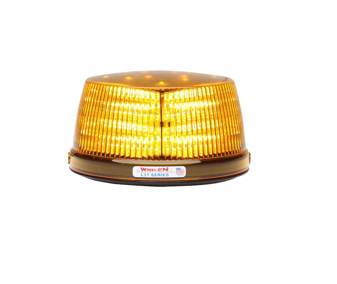 Whelen Warning Light, L31 Series, 7.188 Inch Diameter X 4 Inch Height, Dome Style, High Profile, Permanent Mount, LED, Amber Lens – L31HAFCA