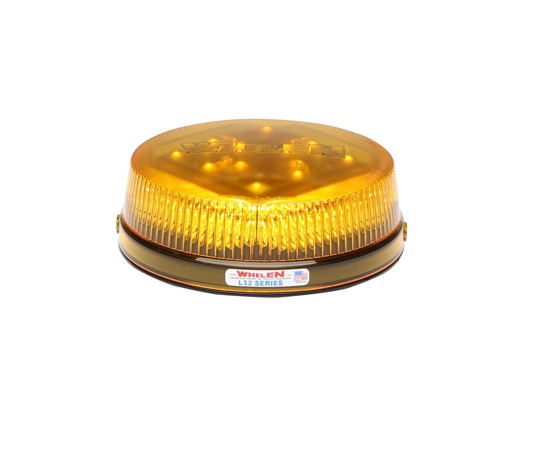 Whelen Warning Light, L32 Series, 7.188 Inch Diameter X 2.625 Inch Height, Dome Style, Low Profile, Magnetic Mount, LED, Amber Lens – L32LAM