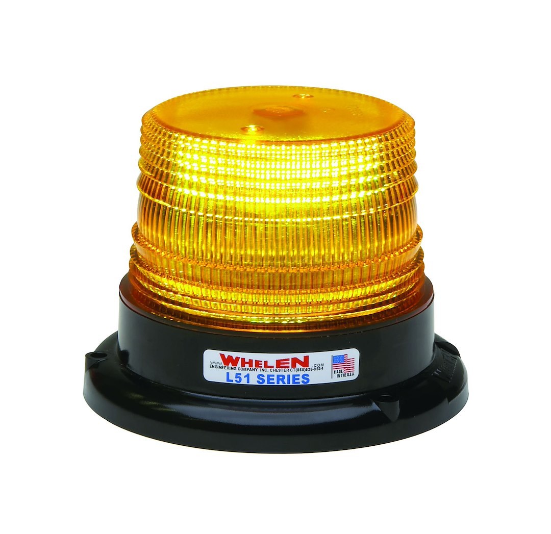 Whelen Warning Light, L50 Series, 5 Inch Diameter X 3-3/4 Inch Height, Dome Style, Permanent Mount, LED, Amber Lens – L51AP