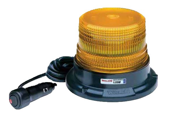 Whelen Warning Light, L50 Series, 5 Inch Diameter X 3-3/4 Inch Height, Dome Style, Magnetic Mount, LED, Amber Lens, 15 Scan-Lock Flash Pattern – L53AM