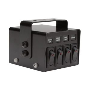 Whelen Switch Panel, With 4 Lighted Rocker Switches, Black Panel, 25 Amp – PCC4W