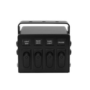 Whelen Switch Panel, With 4 Lighted Rocker Switches, Black Panel, 25 Amp – PCC4W