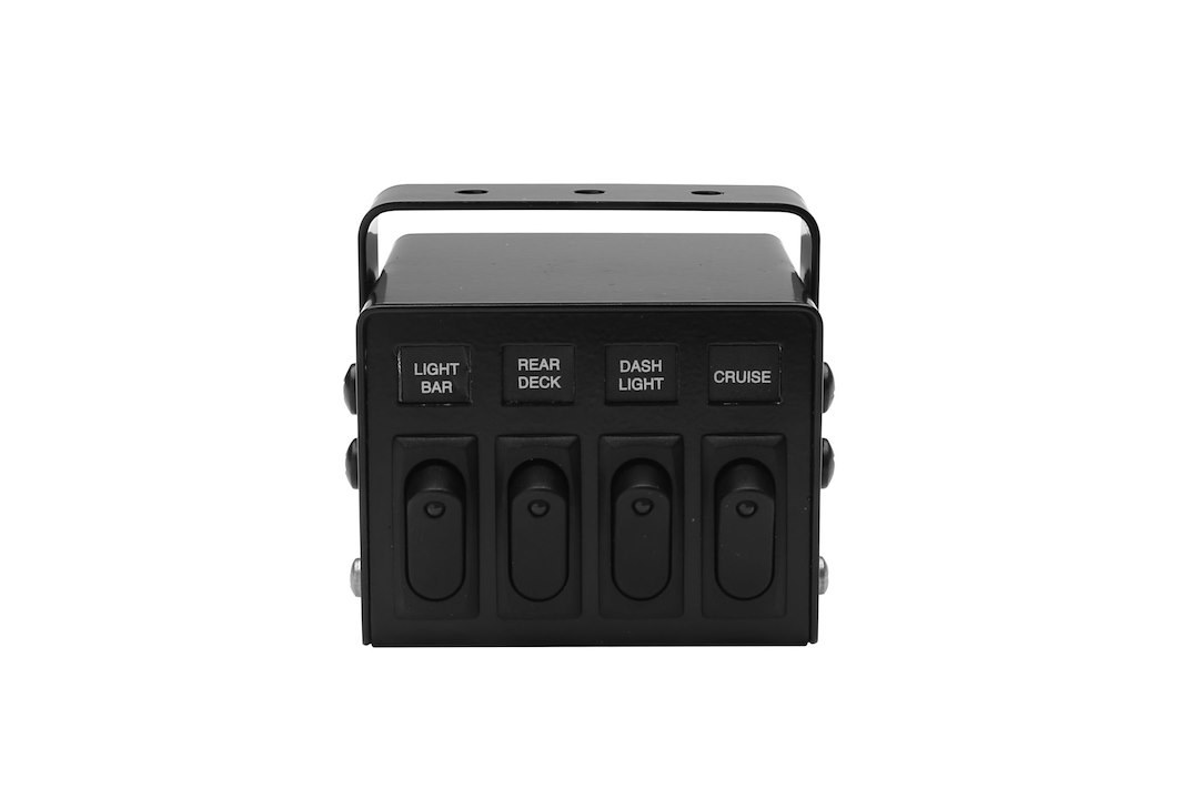 Whelen Switch Panel, With 4 Lighted Rocker Switches, Black Panel, 25 Amp – PCC4W