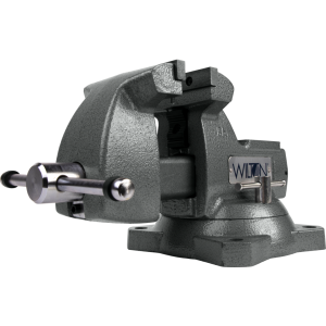 Wilton Tools Vise, Mechanics, Bolts to Work Bench, 5-1/4 Inch Jaw Opening, 5 Inch Jaw Width, 3-3/4 Inch Throat Depth, 360 Degree Swivel Base – 21400