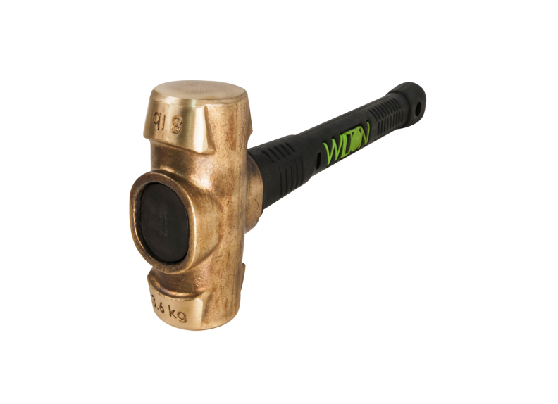 Wilton Tools Hammer, B.a.s.h®, Sledge, 8 Pound Weight, Brass Face, 2 Inch Diameter Face, 16 Inch Handle Length, Brass Head with Black Handle – 90816
