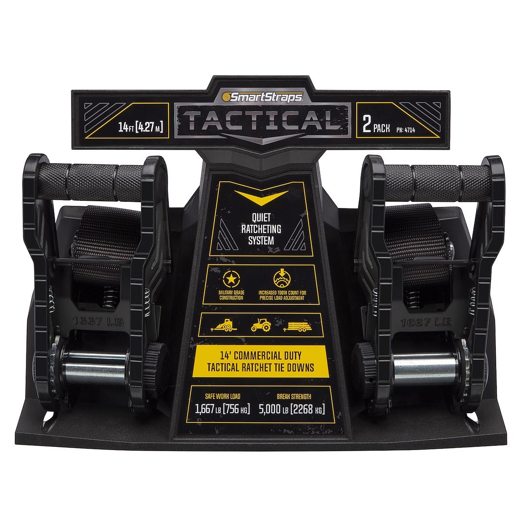 Winston Prod Tie Down Strap, Smartstraps, Ratchet Strap, Tactical, 14 Foot Length X 1-1/4 Inch Width, 5000 Pound Load Capacity, With Ratchet – 4714